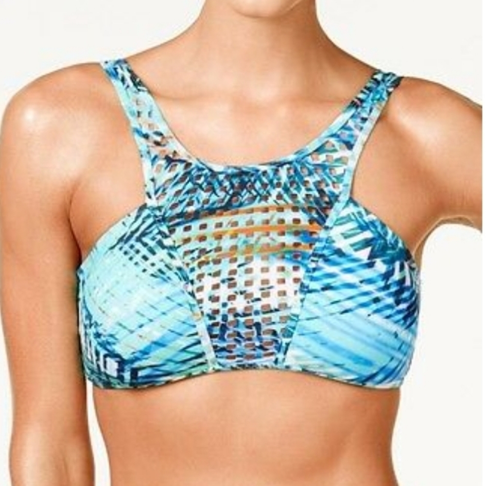 Kenneth Cole Cutout High-Neck Bikini Top, size XL